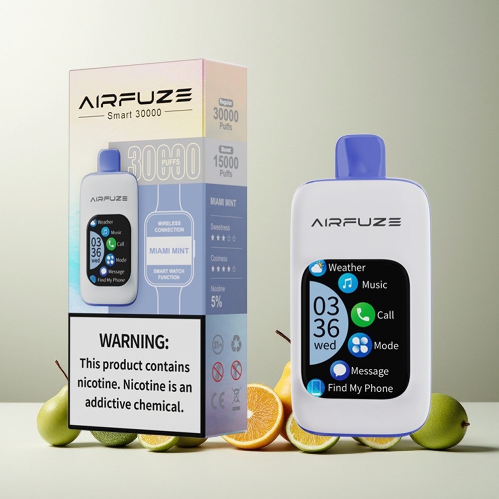 AirFuze Smart 30000 Puffs Disposable Vape New Zealand Wholesale with 5% Nicotine, 900mAh Battery, Type-C Miami Mint