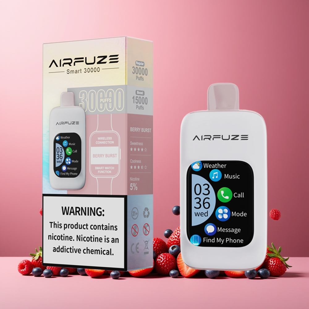AirFuze Smart 30000 Puffs New Zealand Wholesale Disposable Vape Berry Burst 900mAh Type-C 5% Nicotine 2.01\"TFT Touch Screen