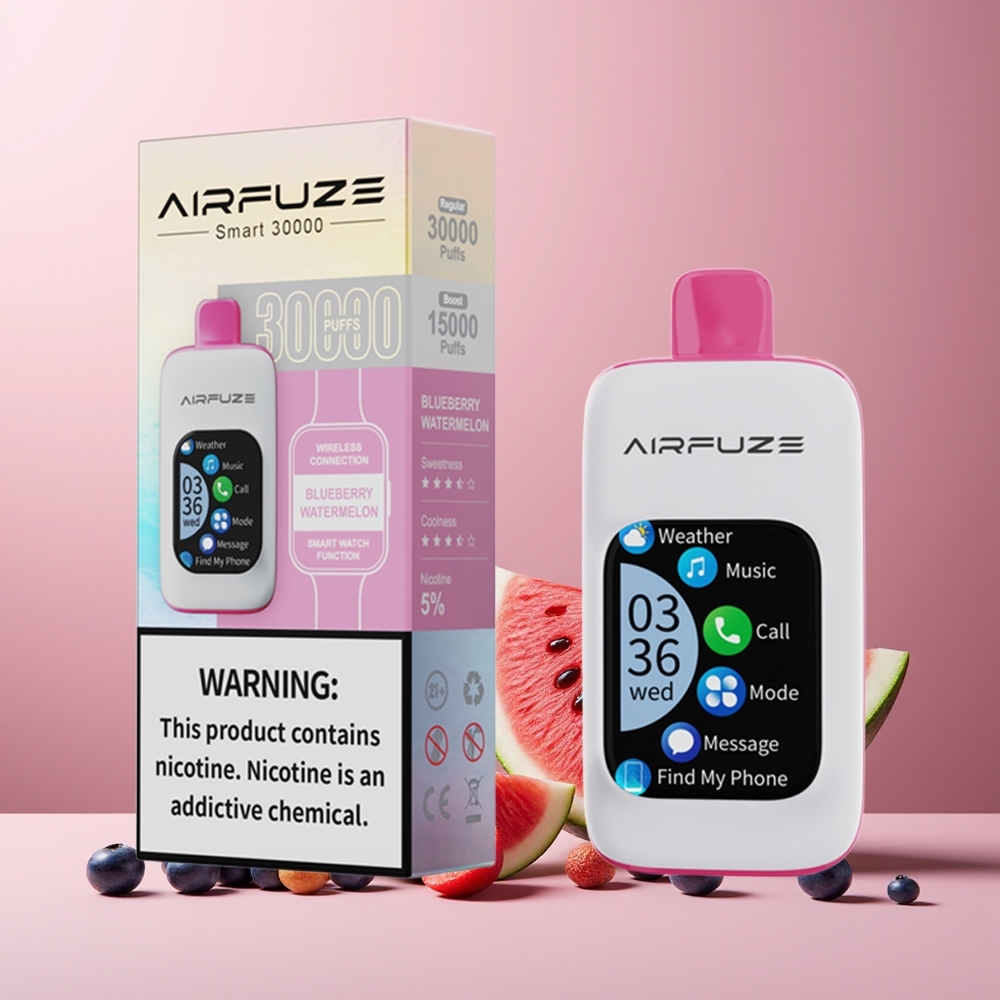 AirFuze Smart 30000 Puffs New Zealand Wholesale Disposable Vape Blueberry Watermelon with 5% Nicotine, 900mAh Battery, Type-C Charging