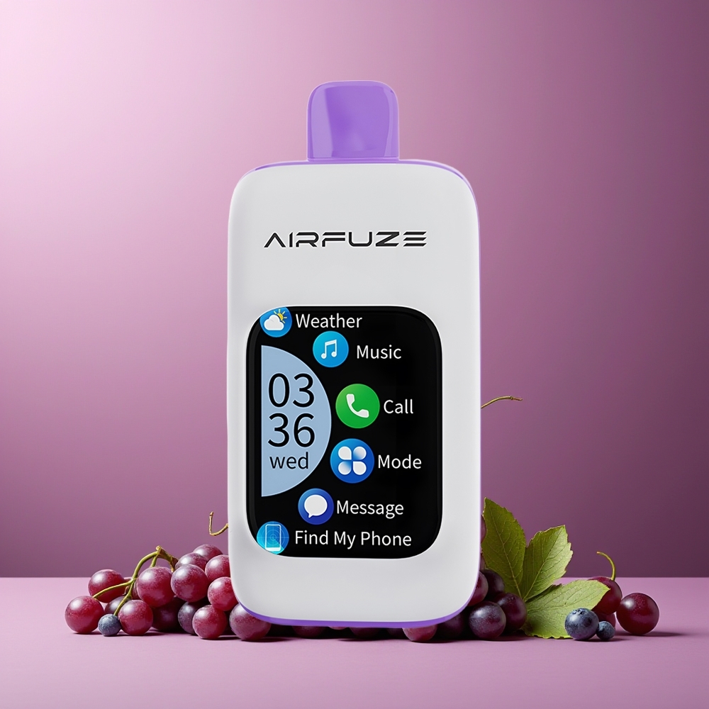 AirFuze Smart 30000 Puffs New Zealand Wholesale Disposable Vape Grape Burst 5% Nicotine 900mAh Type-C 2.01"TFT Touch Screen