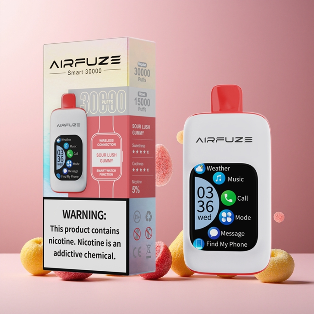 AirFuze Smart 30000 Puffs New Zealand Wholesale Disposable Vape Sour Lush Gummy with 5% Nicotine, 900mAh Battery, Type-C Charging