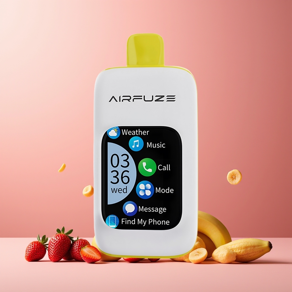 AirFuze Smart 30000 Puffs New Zealand Wholesale Disposable Vape Strawberry Banana 5% Nicotine 900mAh Type-C 2.01"TFT Touch Screen