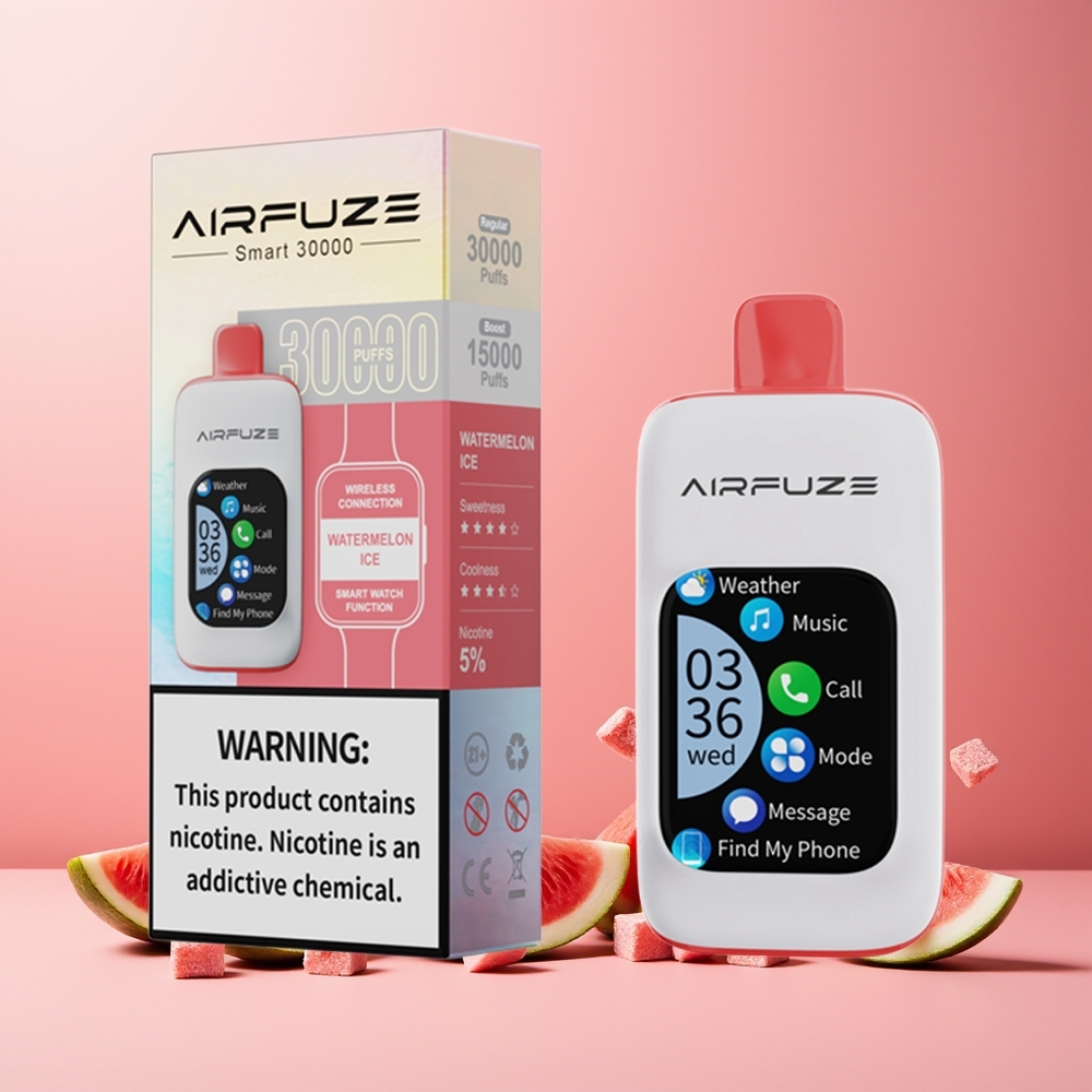 AirFuze Smart 30000 Puffs New Zealand Wholesale Disposable Vape Watermelon Ice with 5% Nicotine, 900mAh Battery, Type-C Charging