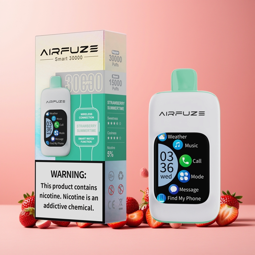 AirFuze Smart 30000 Puffs New Zealand Wholesale Disposable Vape with 5% Nicotine, 900mAh Battery, Type-C Charging - Strawberry Summertime