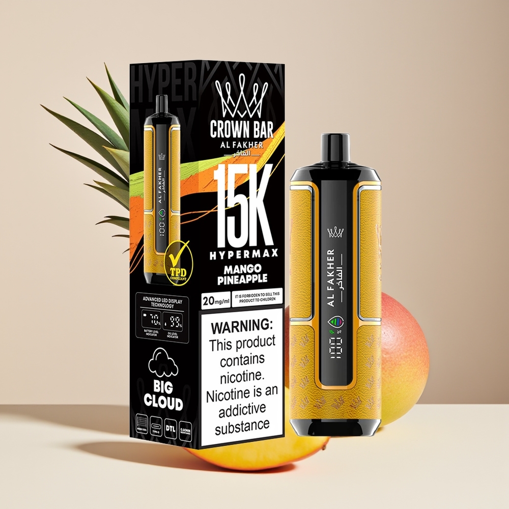 Al Fakher Crown Bar 15K Hypermax 22ml 600mAh DTL 20mg Mango Pineapple New Zealand Wholesale