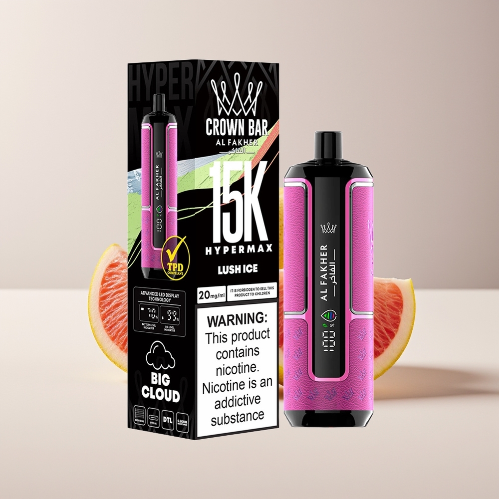 Al Fakher Crown Bar 15K Hypermax 22ml 600mAh Type-C DTL 20mg Luch Ice New Zealand Wholesale