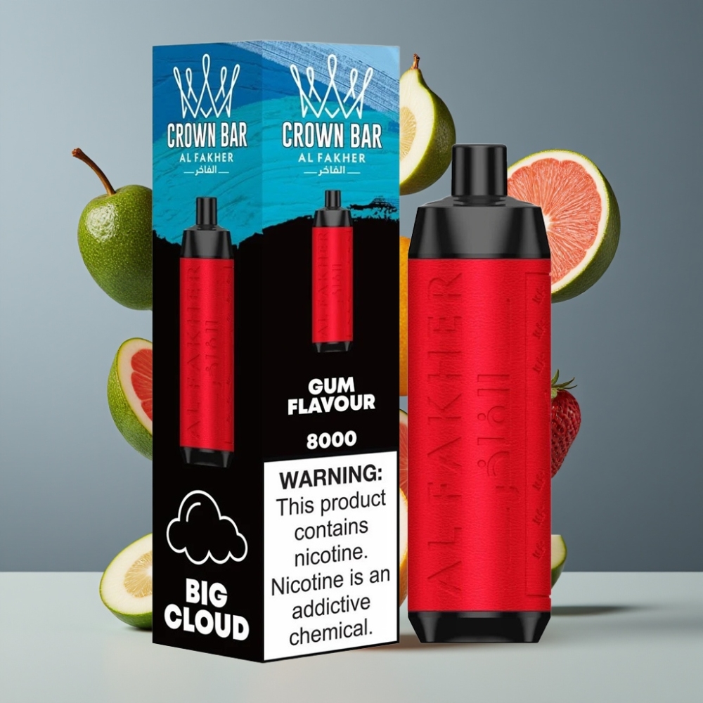 Al Fakher Crown Bar 8000 Crystal Disposable Vape Gum Flavour 600mAh 18mL 5mg NZ Wholesale