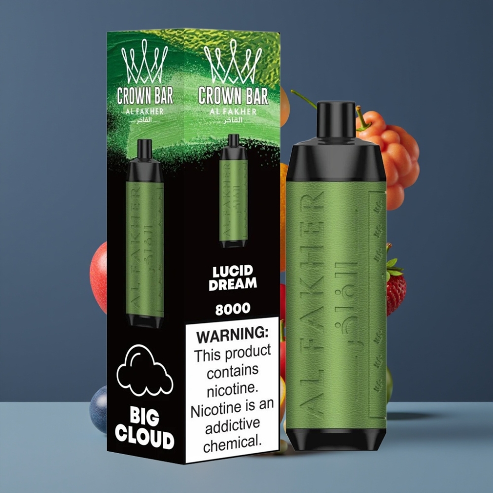 Al Fakher Crown Bar 8000 Crystal Disposable Vape Lucid Dream New Zealand Wholesale 600mAh 18mL 5mg 8000 Puffs