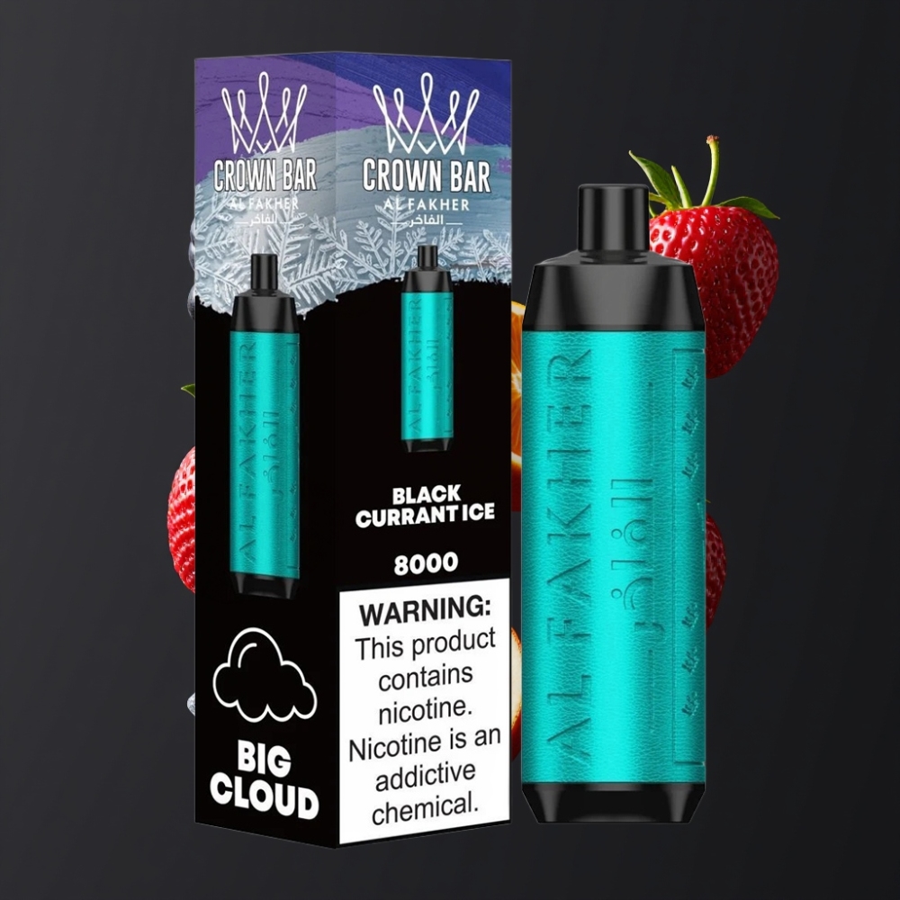 Al Fakher Crown Bar 8000 Crystal Disposable Vape New Zealand Wholesale Black Currant Ice 600mAh 18mL 5mg 8000 Puffs USB-C