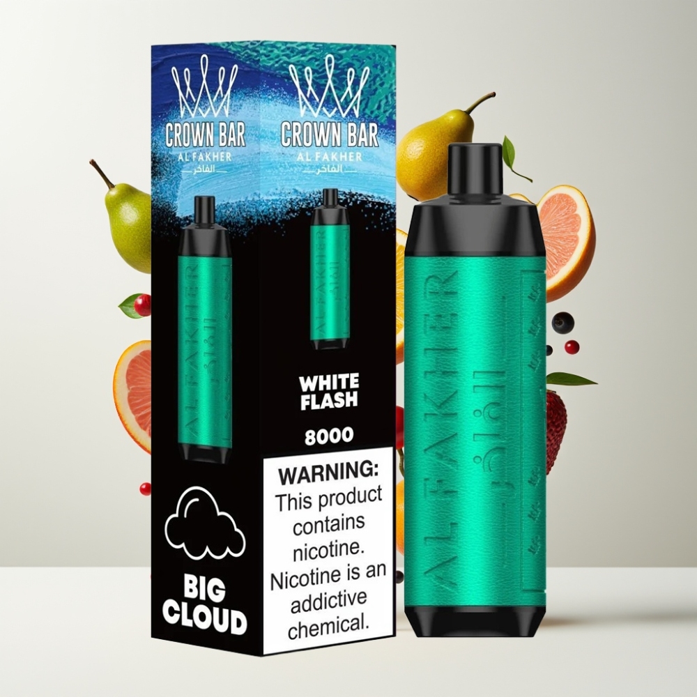 Al Fakher Crown Bar 8000 Crystal Disposable Vape White Flash New Zealand Wholesale 600mAh 18mL 5mg 8000 Puffs