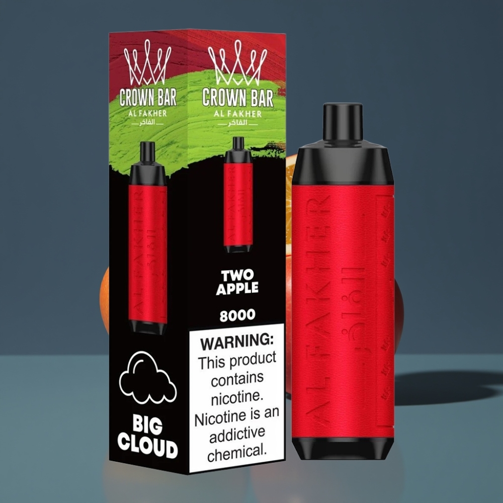 Al Fakher Crown Bar 8000 Crystal New Zealand Wholesale 18ml 5mg 8000 Puffs Two Apple Disposable Vape