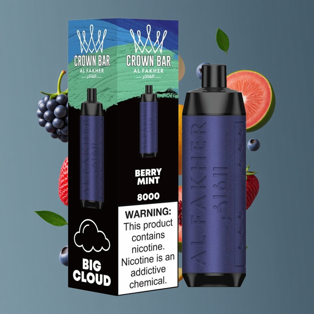 Al Fakher Crown Bar 8000 Crystal New Zealand Wholesale 18ml 8000 Puffs Berry Mint Disposable Vape