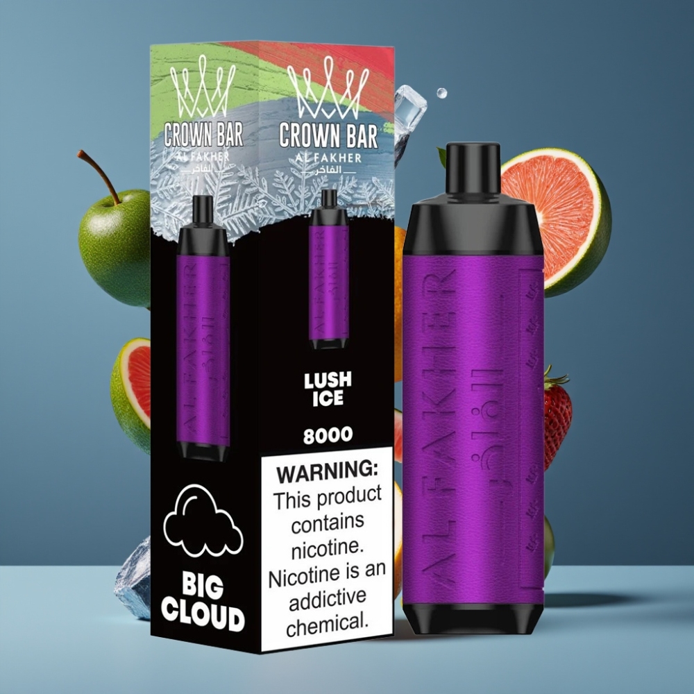Al Fakher Crown Bar 8000 New Zealand Wholesale 600mAh 18mL 5mg Ice Lush Disposable Vape