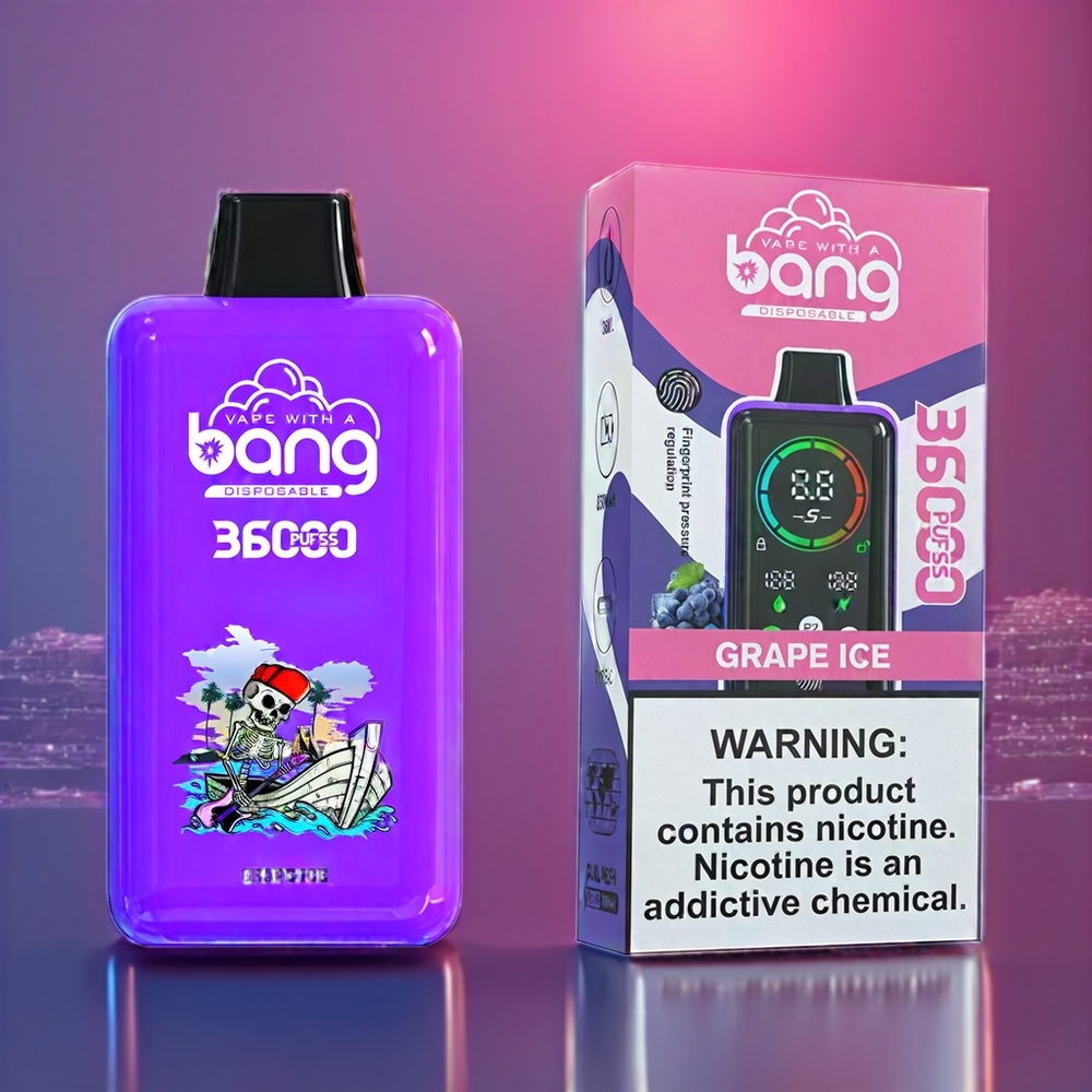 Bang 36000 Power Disposable Vape Grape Ice New Zealand Wholesale 36ml 5% 850mAh