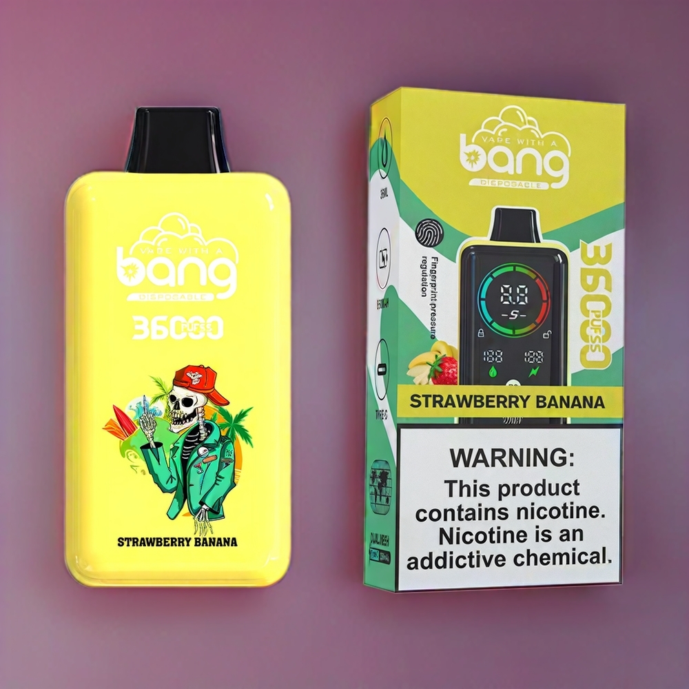 Bang 36000 Power Disposable Vape Strawberry Banana New Zealand Wholesale 36ml 36000 Puffs 850mAh Mesh Coil