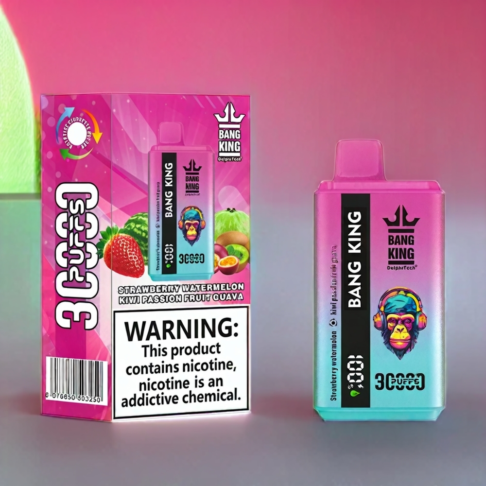 Bang King 30000 Puffs 36ml 550mAh Mesh Dual Coil Type-C Disposable Vape Strawberry Watermelon Kiwi Passion Fruit Guava New Zealand Wholesale