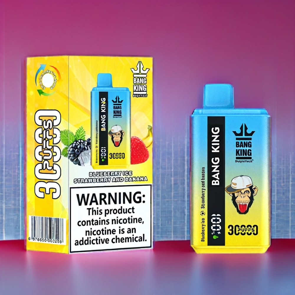 Bang King 30000 Puffs 36ml 550mAh Type-C Disposable Vape Blueberry Ice Strawberry Banana New Zealand Wholesale