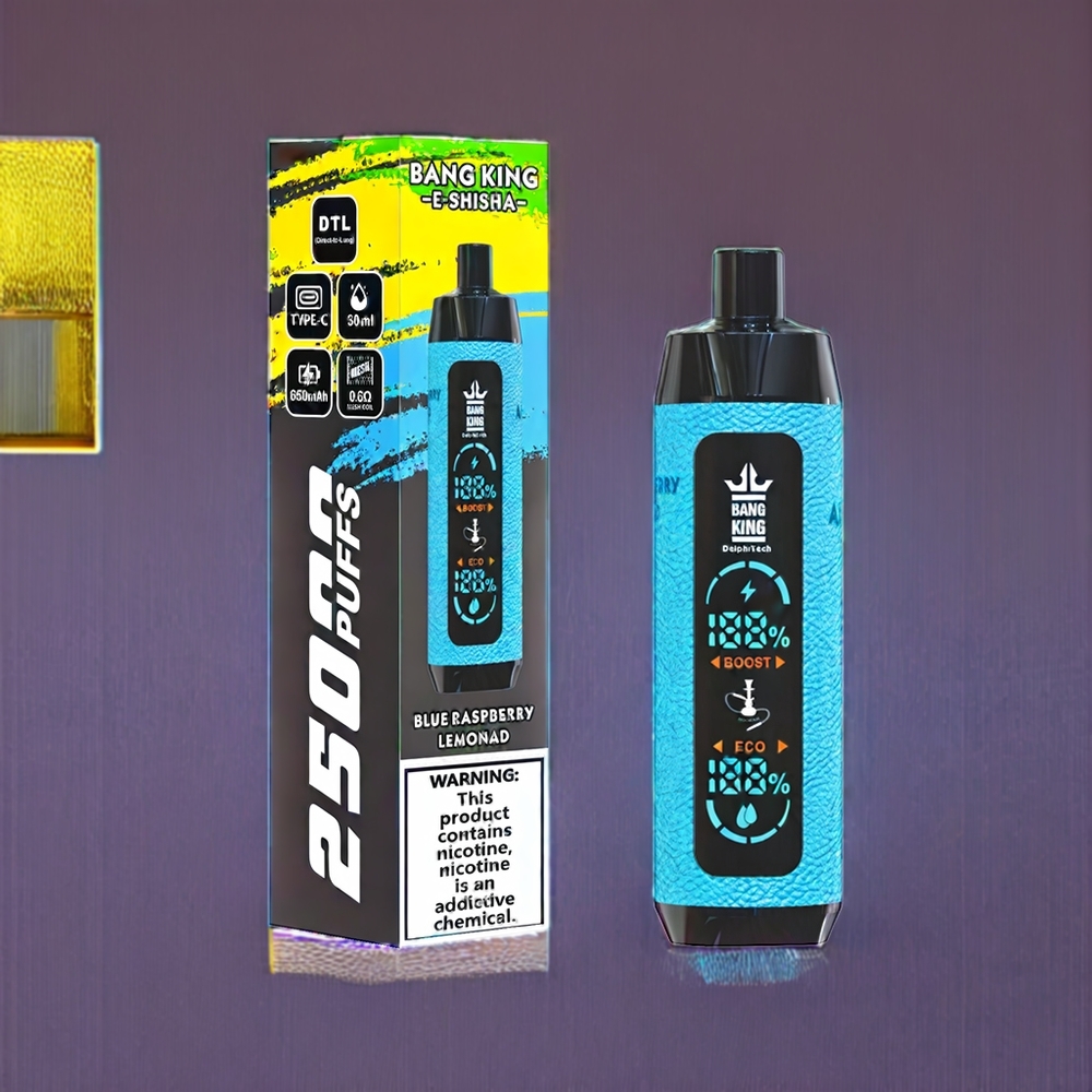 Bang King New Zealand Wholesale Shisha 25000 Puffs 30ml 650mAh Type-C Blue Raspberry Lemonade Disposable Vape