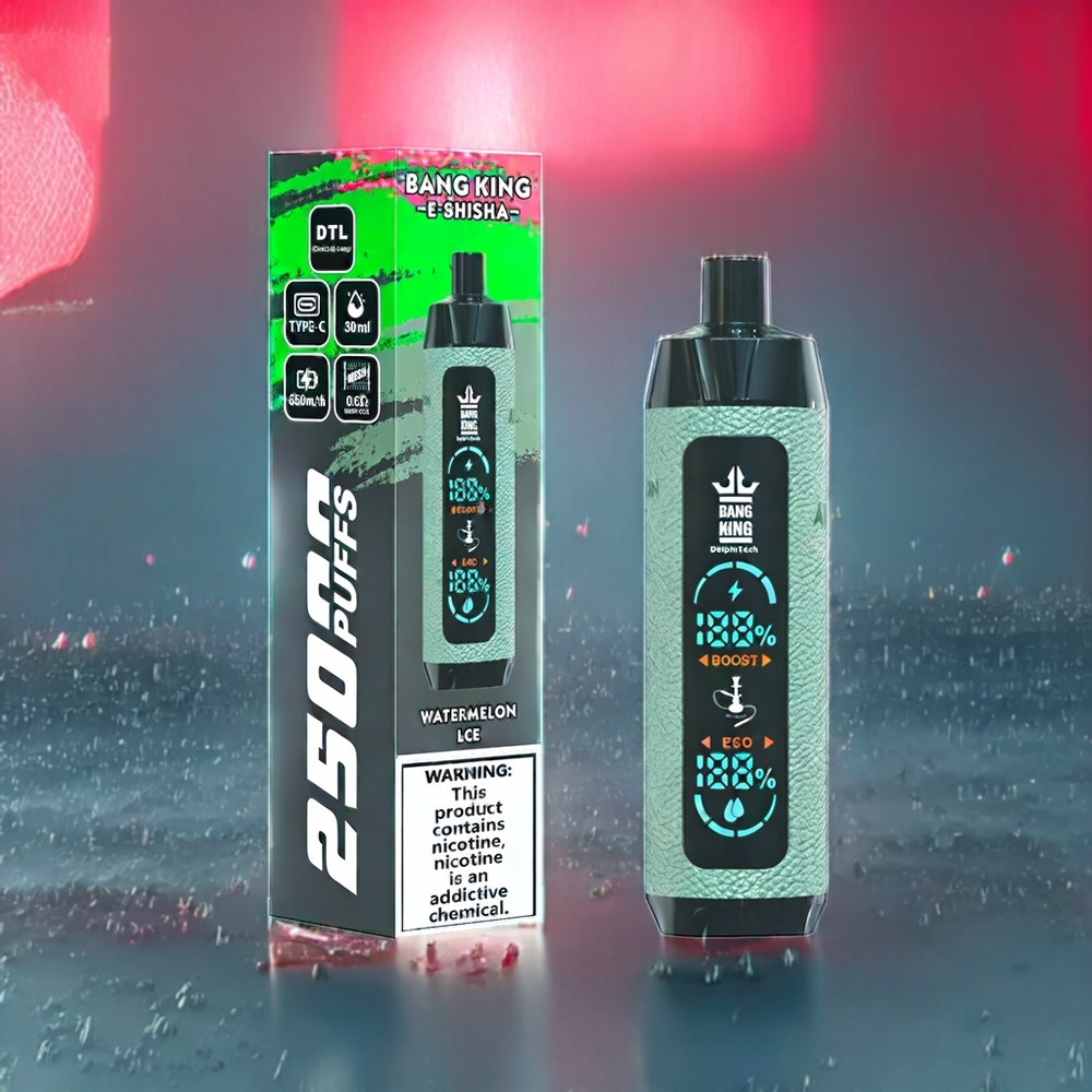 Bang King Shisha 25000 Puffs 30ml 650mAh Mesh 0.6Ω Type-C Watermelon Ice New Zealand Wholesale