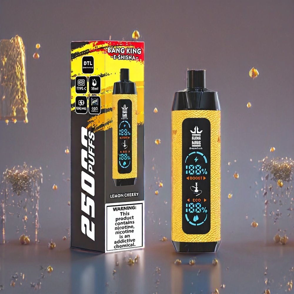 Bang King Shisha 25000 Puffs 30ml 650mAh Mesh Coil 0.6Ω Type-C Lemon Cherry New Zealand Wholesale