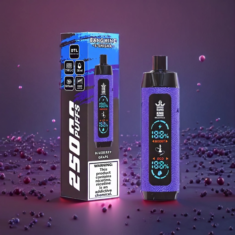 Bang King Shisha 25000 Puffs 30ml 650mAh Mesh Coil Type-C Blueberry Grape New Zealand Wholesale
