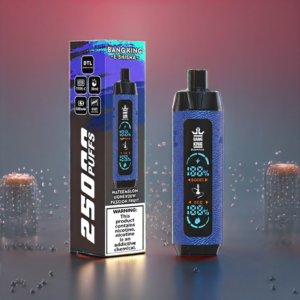Bang King Shisha 25000 Puffs 30ml 650mAh Mesh Coil Type-C Watermelon Honeydew Passion Fruit New Zealand Wholesale