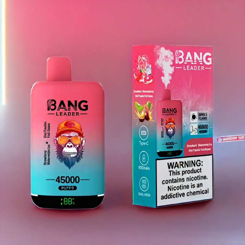 Bang Leader 45000 Puffs Disposable Vape Smart Screen Type-C Dual Flavor Strawberry Watermelon Kiwi Passion Fruit Guava New Zealand Wholesale