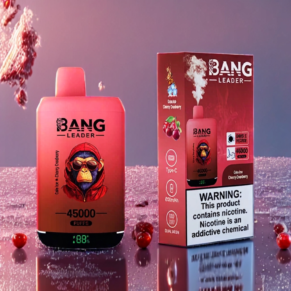 Bang Leader 45000 Puffs New Zealand Wholesale Disposable Vape Cola Ice Cherry Cranberry with Smart Screen & Dual Flavor 2-in-1 Design