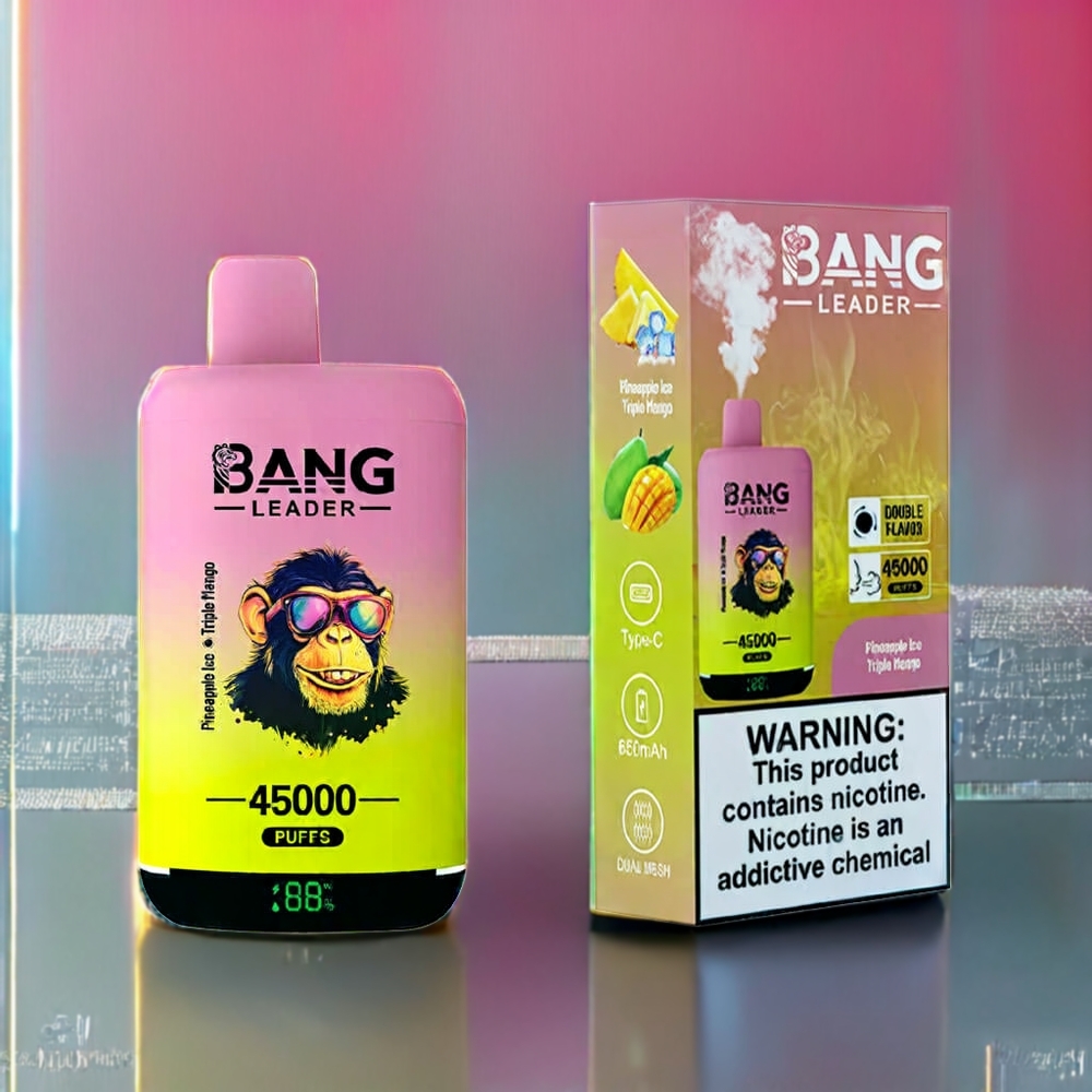 Bang Leader 45000 Puffs New Zealand Wholesale Disposable Vape Pineapple Ice Triple Mango Smart Screen Dual Flavor 2-in-1