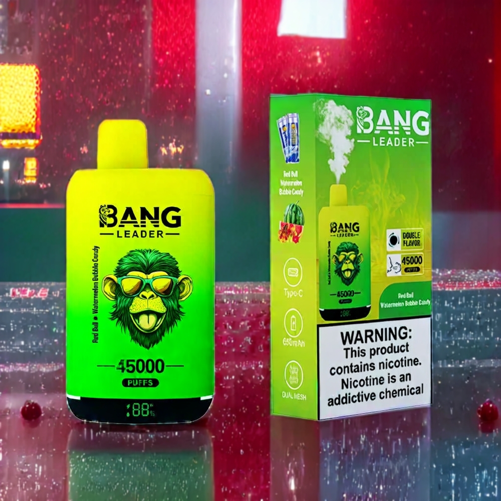 Bang Leader 45000 Puffs New Zealand Wholesale Disposable Vape Red Bull Watermelon Bubble Candy with Smart Screen & Dual Flavor 2-in-1