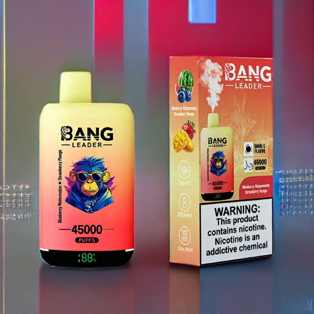 Bang Leader 45000 Puffs New Zealand Wholesale Disposable Vape Smart Screen Type-C Dual Flavor Blueberry Watermelon Strawberry Mango