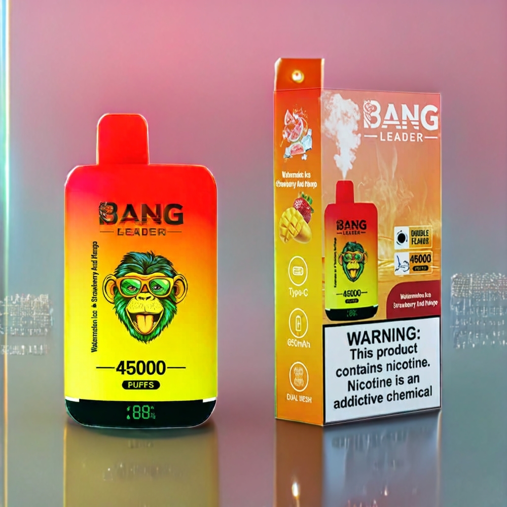 Bang Leader 45000 Puffs New Zealand Wholesale Dual Flavor Disposable Vape Watermelon Ice Strawberry Mango Smart Screen Type-C