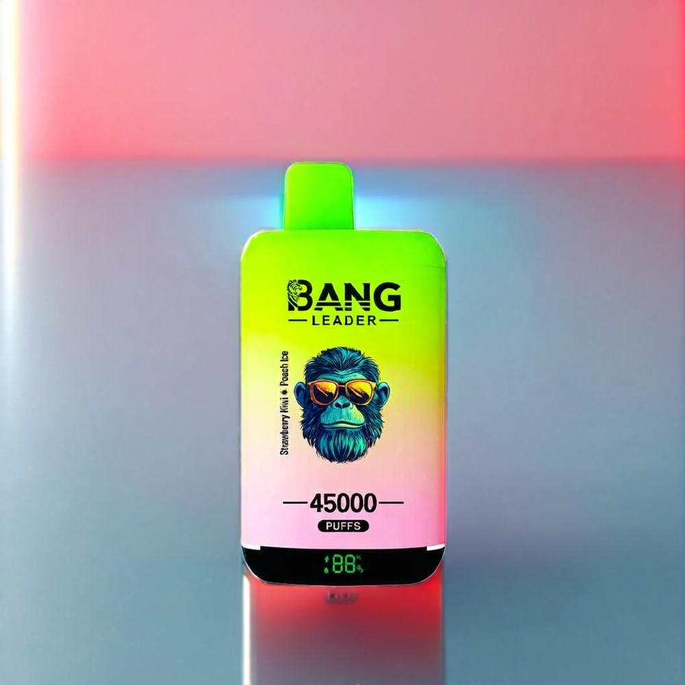 Bang Leader 45000 Puffs New Zealand Wholesale Strawberry Kiwi Peach Ice Disposable Vape with Smart Screen & Dual Flavor 2-in-1 Design