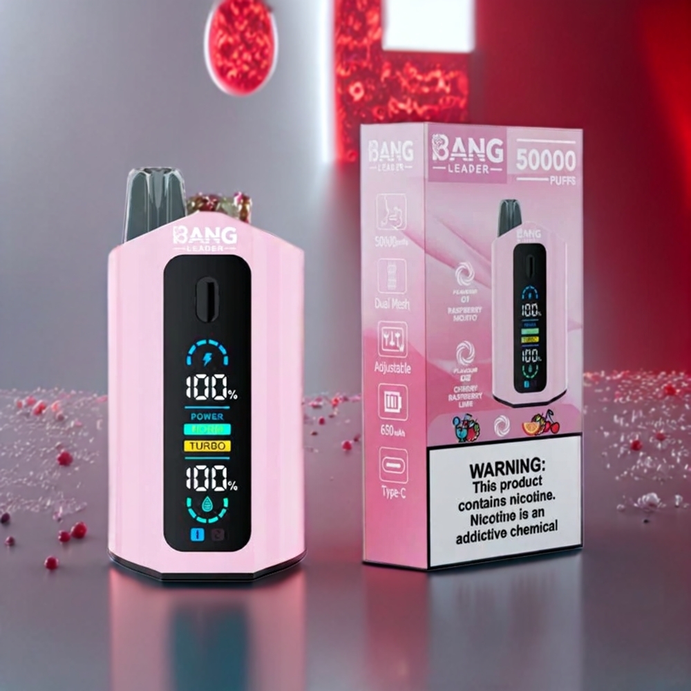 Bang Leader 50000 Puffs 13400mAh 36ml Type-C Raspberry Mojito Cherry Lime New Zealand Wholesale