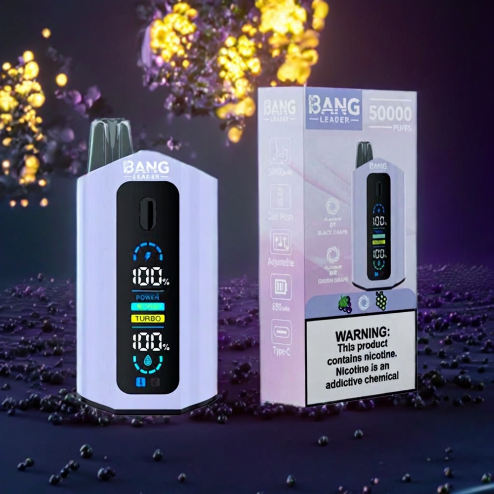 Bang Leader 50000 Puffs New Zealand Wholesale Black Grape Green Grape 2-in-1 Flavors 13400mAh Disposable Vape