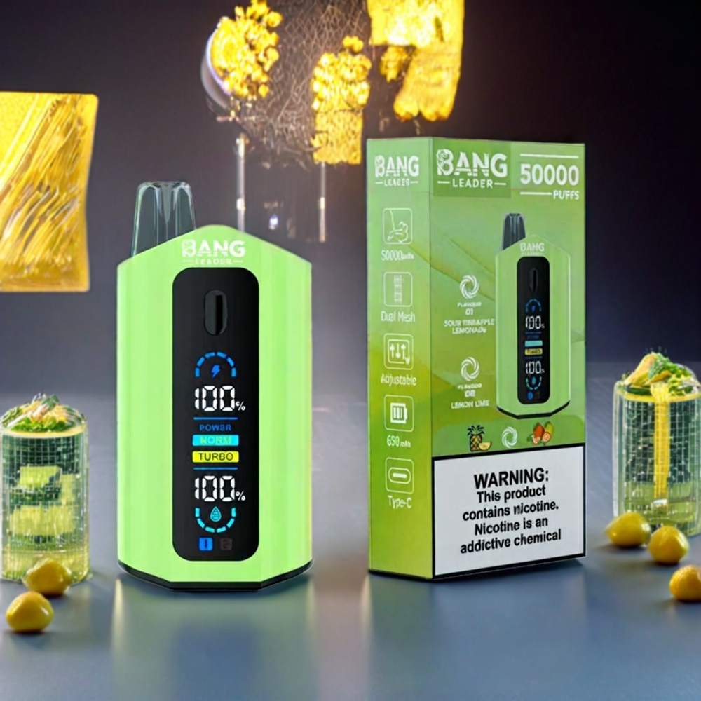 Bang Leader 50000 Puffs New Zealand Wholesale Disposable Vape - Sour Pineapple Lemonade Lemon Lime, 13400mAh Battery, 36ml E-liquid, Type-C Charging