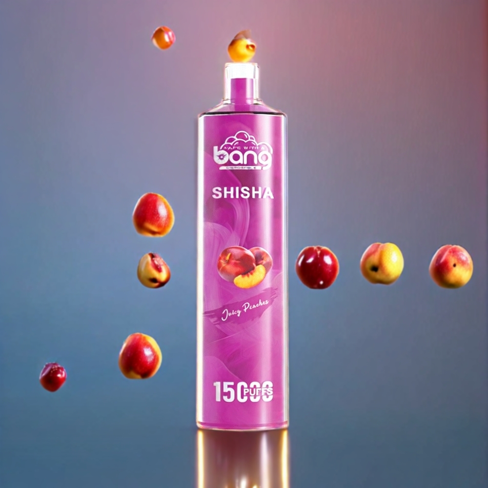 Bang Shisha 15000 Puffs Disposable Vape 23ml E-liquid 600mAh Battery Type-C Charging Port Juicy Peaches New Zealand Wholesale