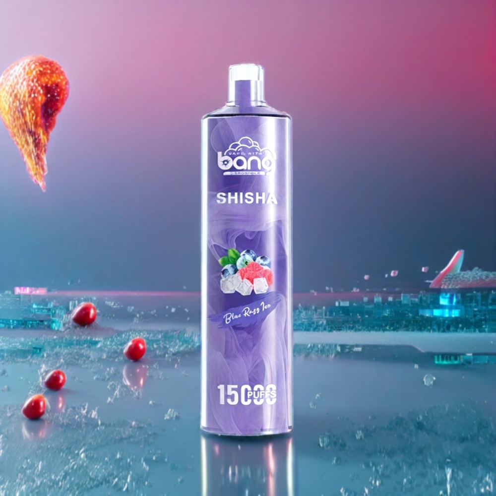 Bang Shisha 15000 Puffs Disposable Vape Blue Razz Ice New Zealand Wholesale 23ml E-liquid Type-C Charging 600mAh Battery 0-5% Nicotine DTL