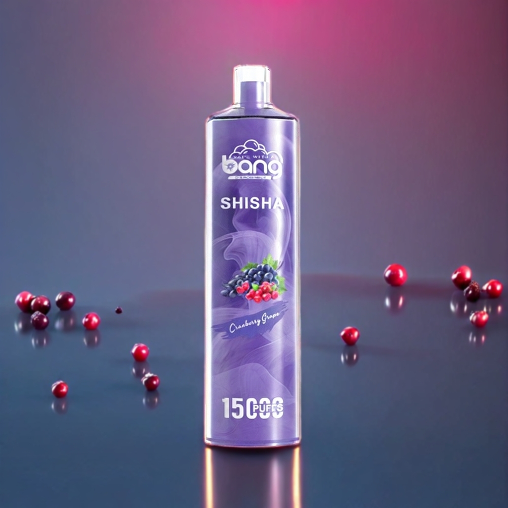 Bang Shisha 15000 Puffs New Zealand Wholesale Disposable Vape Cranberry Grape 23ml E-liquid Type-C Charging 600mAh Battery DTL