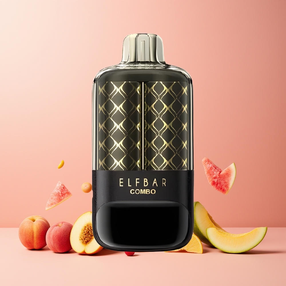 ELF BAR COMBO 25000 Puffs New Zealand Wholesale Disposable Vape Peach Mango & Watermelon, 22mL, 700mAh, Type-C, 5% Nicotine, Dual Modes, Dual Airflow, Battery Display