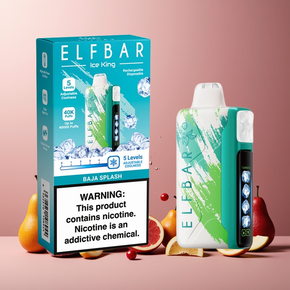 ELF BAR Ice King 40000 Puffs New Zealand Wholesale Disposable Vape Baja Splash 20mL 5% Nicotine Rechargeable 850mAh Adjustable Cooling LCD