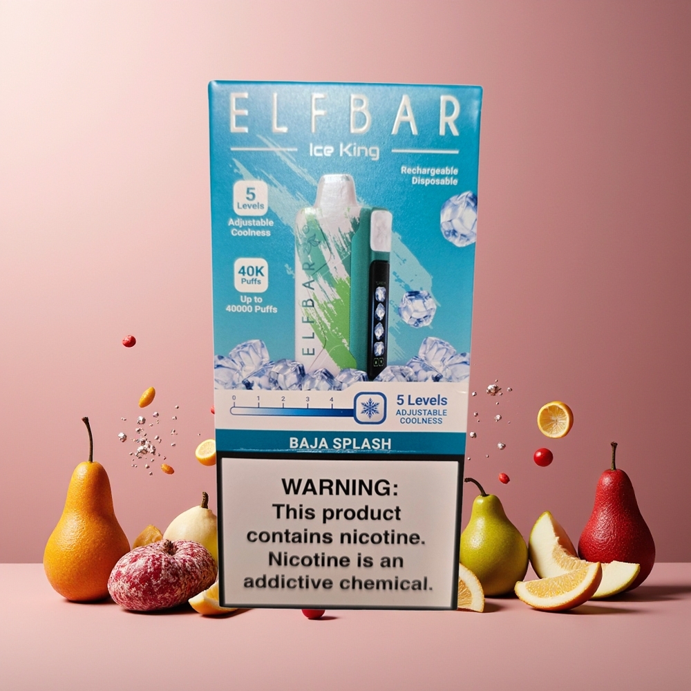 ELF BAR Ice King 40000 Puffs New Zealand Wholesale Disposable Vape Baja Splash 20mL 5% Nicotine Rechargeable 850mAh Adjustable Cooling LCD