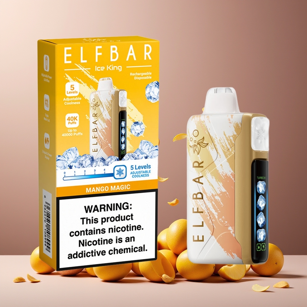 ELF BAR Ice King 40000 Puffs New Zealand Wholesale Disposable Vape Mango Magic 20mL 5% Nic Rechargeable LCD Dual Airflow