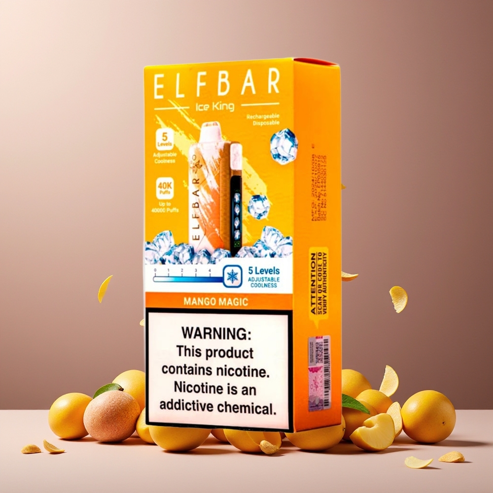 ELF BAR Ice King 40000 Puffs New Zealand Wholesale Disposable Vape Mango Magic 20mL 5% Nic Rechargeable LCD Dual Airflow