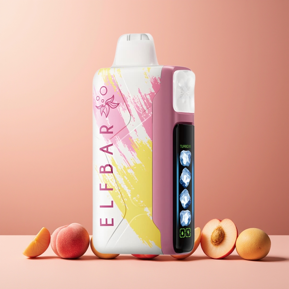 ELF BAR Ice King 40000 Puffs New Zealand Wholesale Disposable Vape Peach+ 20mL 5% Nicotine Rechargeable 850mAh Adjustable Cooling LCD