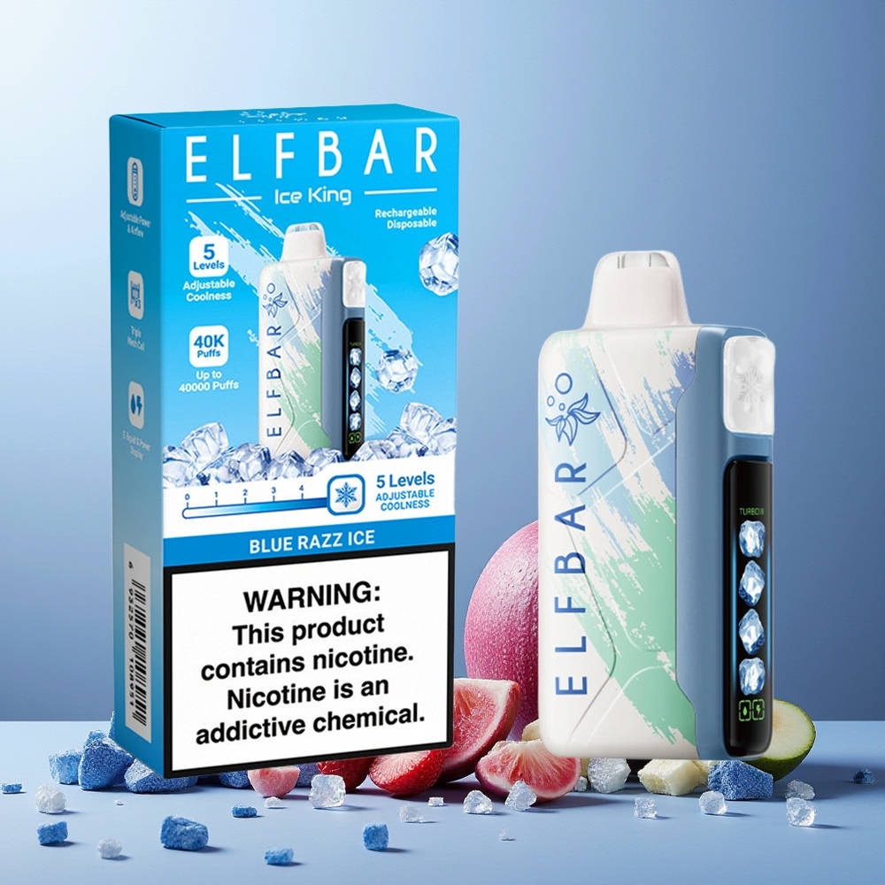 ELF BAR Ice King 40000 Puffs New Zealand Wholesale Rechargeable 850mAh Adjustable Cooling Blue Razz Ice Disposable Vape