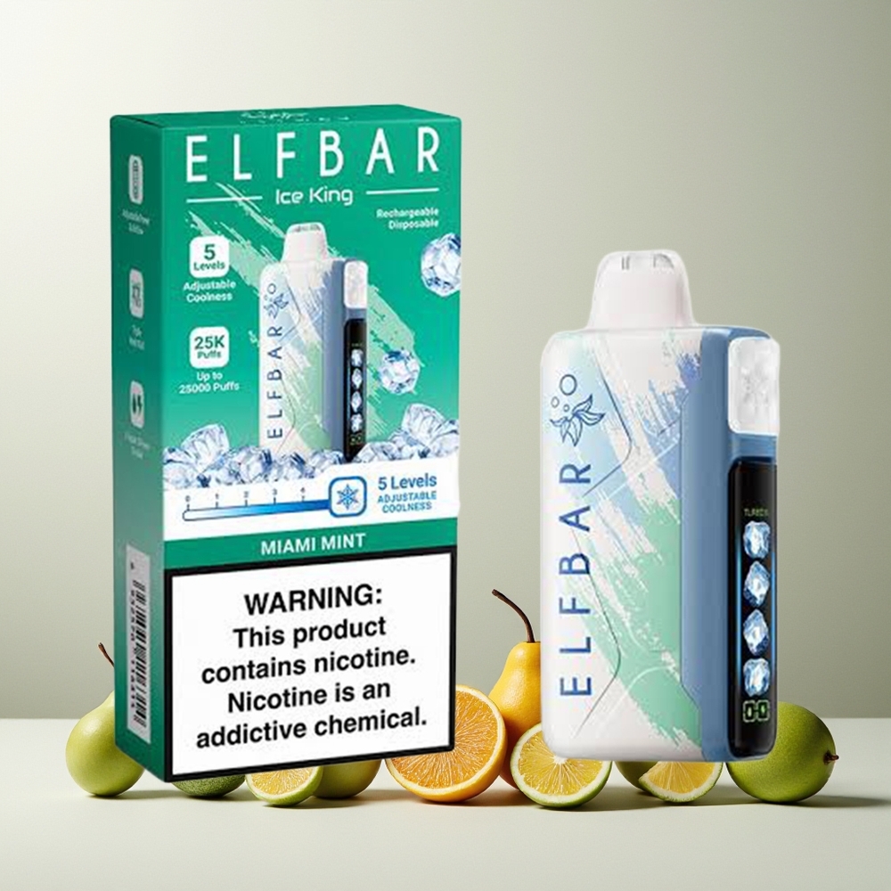 ELF BAR Ice King 40000 Puffs New Zealand Wholesale Rechargeable 850mAh Adjustable Cooling Miami Mint Disposable Vape