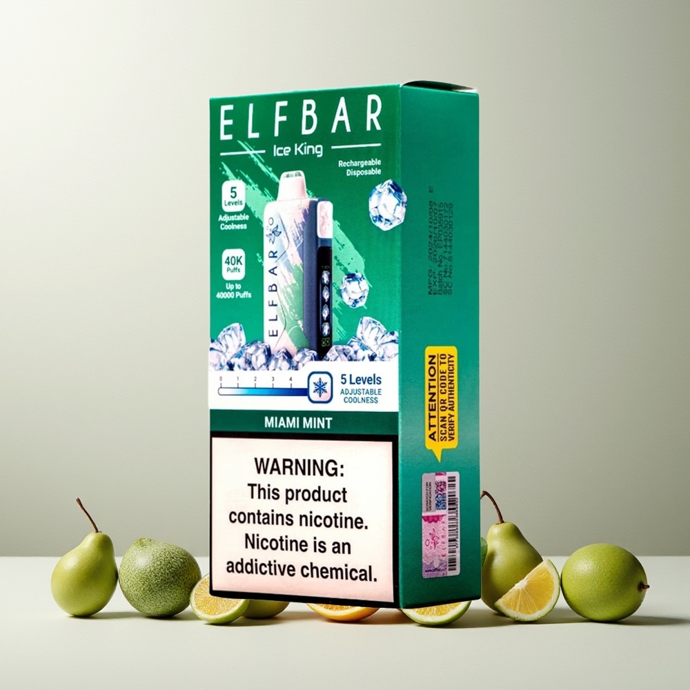 ELF BAR Ice King 40000 Puffs New Zealand Wholesale Rechargeable 850mAh Adjustable Cooling Miami Mint Disposable Vape