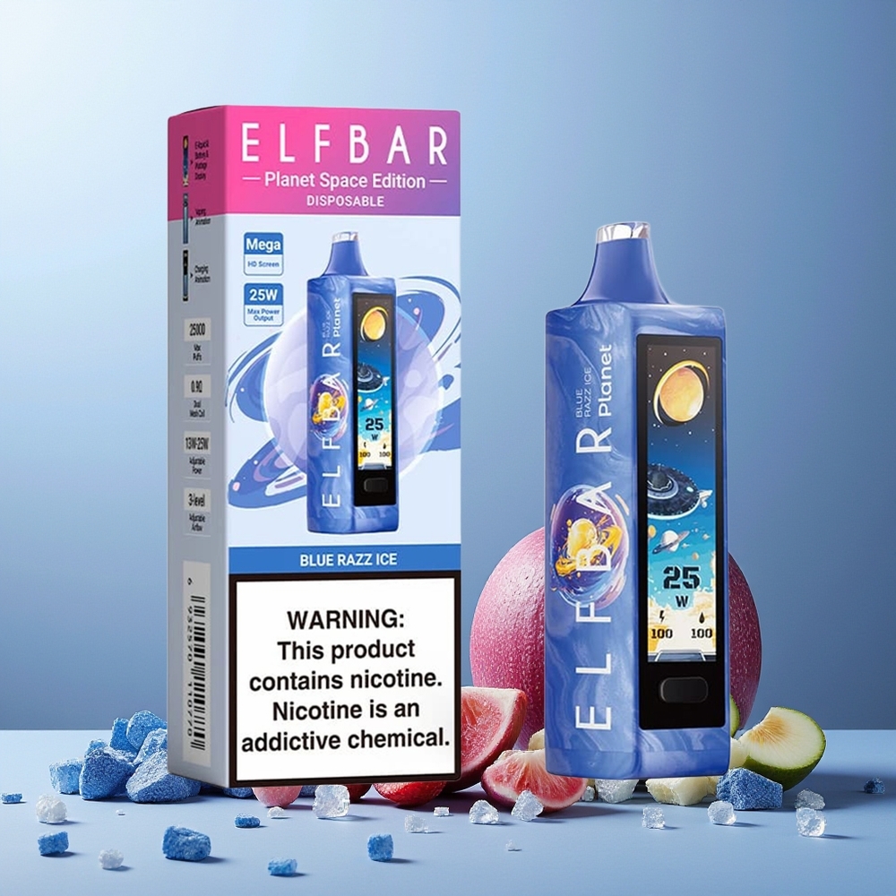 ELF BAR Planet 25000 Puffs 18ml 50mg Mesh Rechargeable Disposable Vape Blue Razz Ice New Zealand Wholesale
