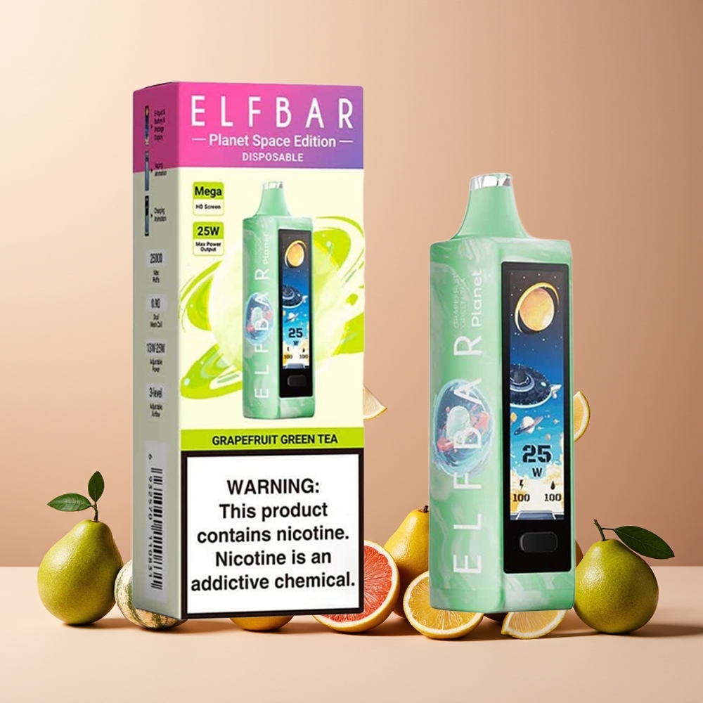 ELF BAR Planet 25000 Puffs 18ml 5% NZ Wholesale Disposable Vape Grapefruit Green Tea Mesh Rechargeable
